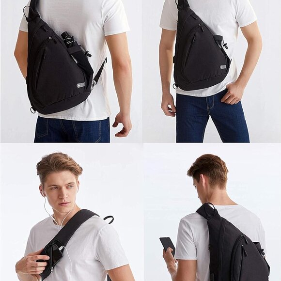 Water-Proof Sling bag/Crossbody Backpack/Shoulder Bag with USB Charging Port - Picture 3 of 8